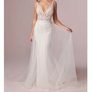 REBECCA INGRAM White Tulle Beaded Detachable Wedding Skirt Fairy Glam Bridal